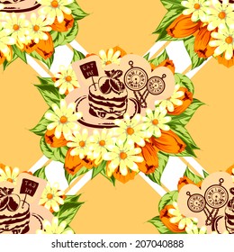 Abstract Elegance Seamless pattern with floral background