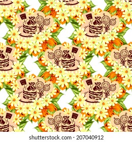 Abstract Elegance Seamless pattern with floral background