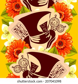 Abstract Elegance Seamless pattern with floral background