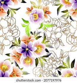 Abstract elegance seamless pattern with floral background