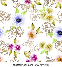 Abstract elegance seamless pattern with floral background
