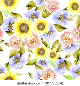 Abstract elegance seamless pattern with floral background