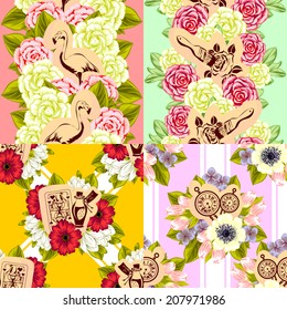 Abstract Elegance Seamless pattern with floral background