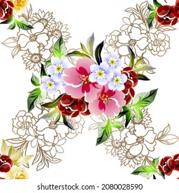 Abstract elegance seamless pattern with floral background