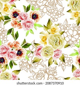 Abstract elegance seamless pattern with floral background