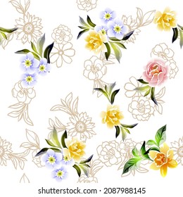 Abstract elegance seamless pattern with floral background