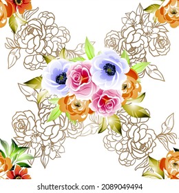Abstract elegance seamless pattern with floral background