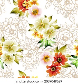 Abstract elegance seamless pattern with floral background