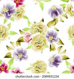 Abstract elegance seamless pattern with floral background