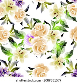 Abstract elegance seamless pattern with floral background