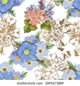 Abstrakte Eleganz, nahtloses Muster mit floralem Hintergrund