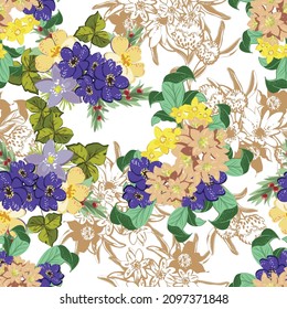 Abstract elegance seamless pattern with floral background