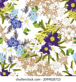 Abstract elegance seamless pattern with floral background