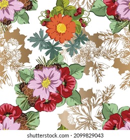 Abstract elegance seamless pattern with floral background