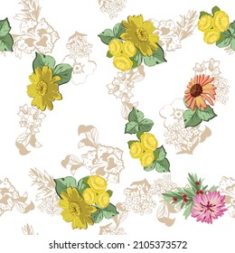 Abstract elegance seamless pattern with floral background