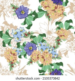 Abstract elegance seamless pattern with floral background