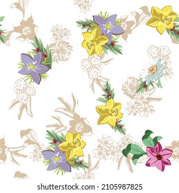 Abstract elegance seamless pattern with floral background
