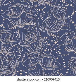 Abstract Elegance Seamless pattern with floral. Flower vector illustration. Elegance wallpaper with of roses and dot on floral background. Decorative Beautiful vector illustration texture.