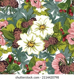 Abstract elegance seamless pattern with floral background