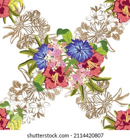 Abstract elegance seamless pattern with floral background