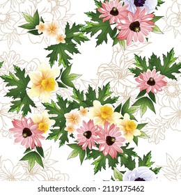 Abstract elegance seamless pattern with floral background