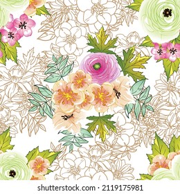 Abstract elegance seamless pattern with floral background