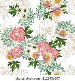 Abstract elegance seamless pattern with floral background