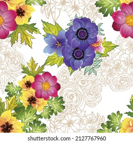 Abstract elegance seamless pattern with floral background