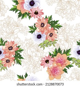 Abstract elegance seamless pattern with floral background