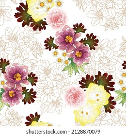 Abstract elegance seamless pattern with floral background