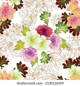 Abstract elegance seamless pattern with floral background