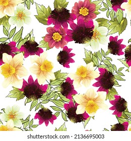 Abstract elegance seamless pattern with floral background