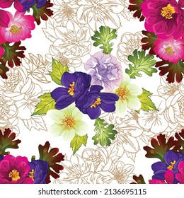 Abstract elegance seamless pattern with floral background