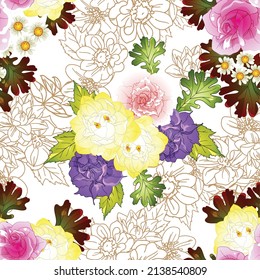 Abstract elegance seamless pattern with floral background