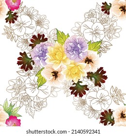 Abstract elegance seamless pattern with floral background