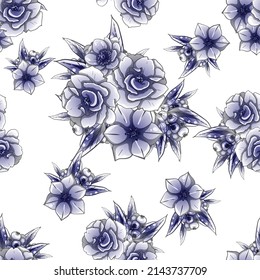 Abstract elegance seamless pattern with floral background