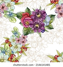 Abstract elegance seamless pattern with floral background