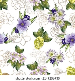 Abstract elegance seamless pattern with floral background