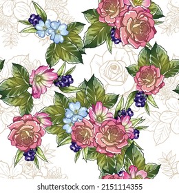 Abstract elegance seamless pattern with floral background