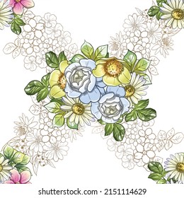 Abstract elegance seamless pattern with floral background