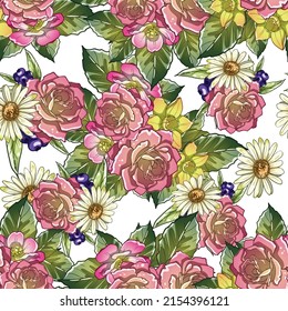 Abstract elegance seamless pattern with floral background
