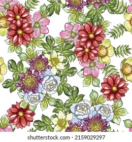Abstract elegance seamless pattern with floral background