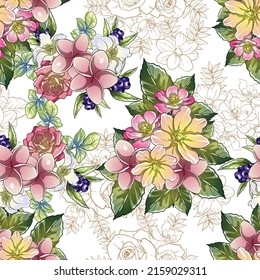 Abstract elegance seamless pattern with floral background