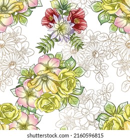Abstract elegance seamless pattern with floral background