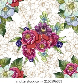Abstract elegance seamless pattern with floral background