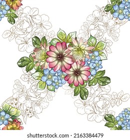 Abstract elegance seamless pattern with floral background