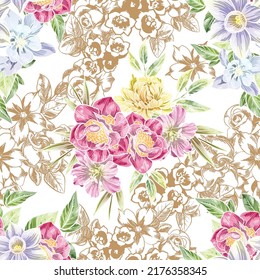 Abstract elegance seamless pattern with floral background