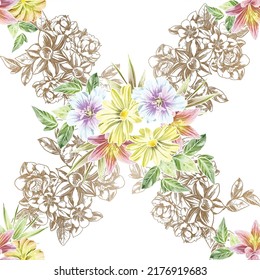 Abstract elegance seamless pattern with floral background
