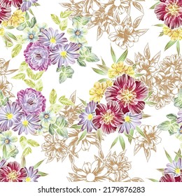 Abstract elegance seamless pattern with floral background