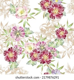 Abstract elegance seamless pattern with floral background